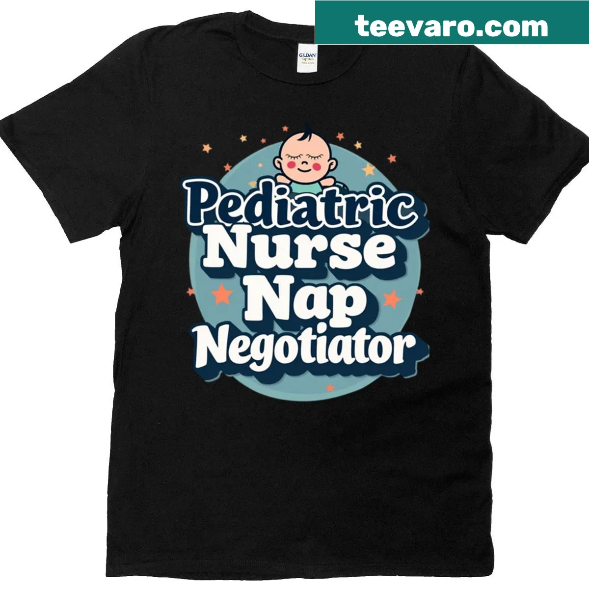 Funny T-shirt for pediatric nurses with 'Nap Negotiator' text — on a men's t-shirt