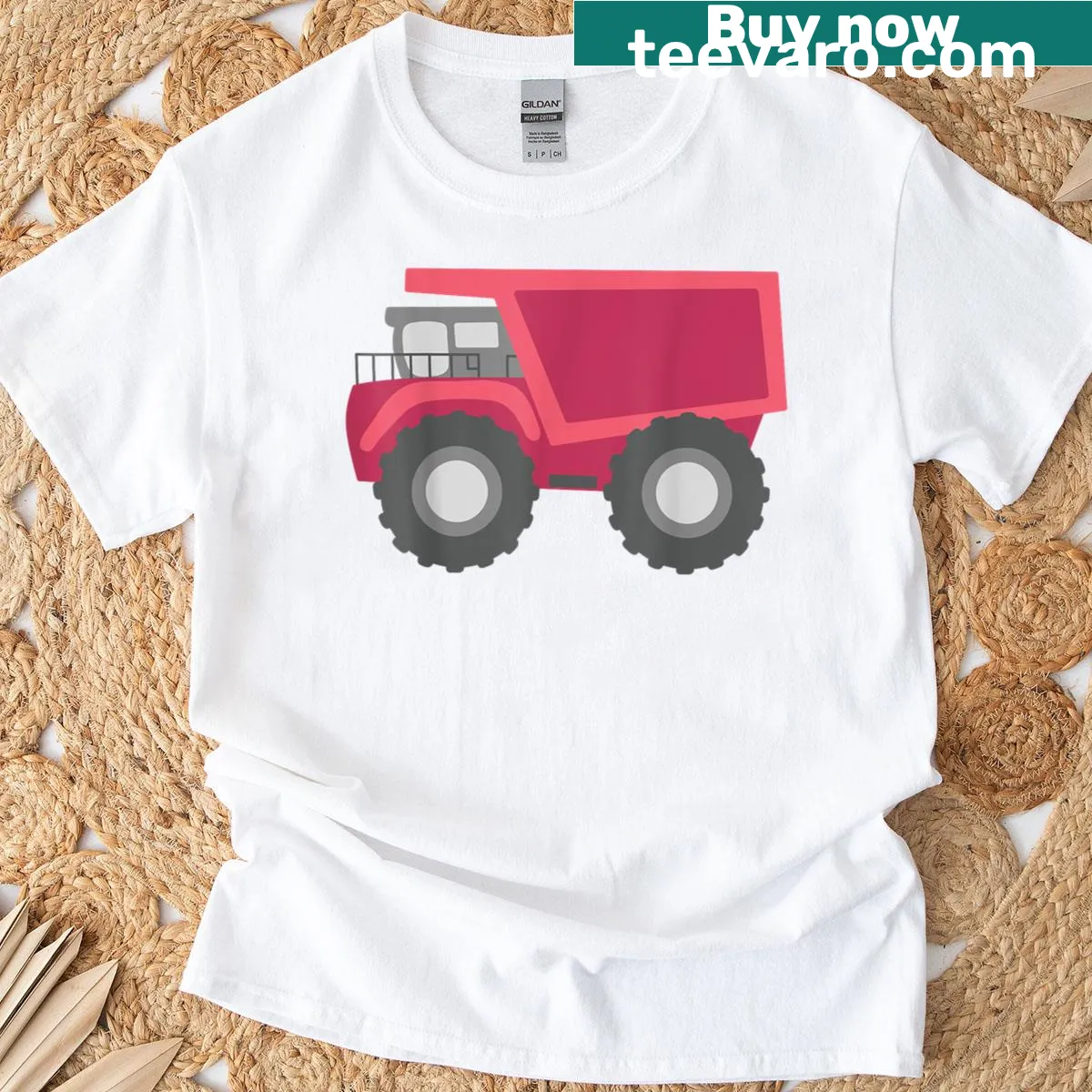 Cartoon dump truck design for girls on a T-shirt — on a men's t-shirt
