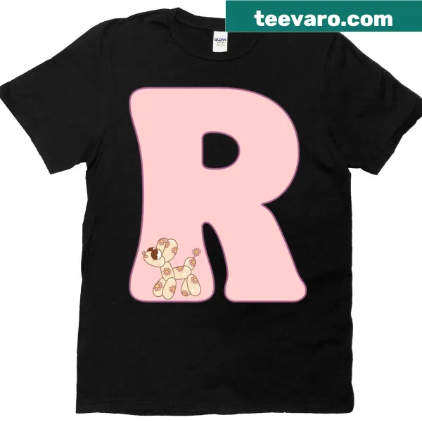 Groovy letter R design in typography style on T-shirt