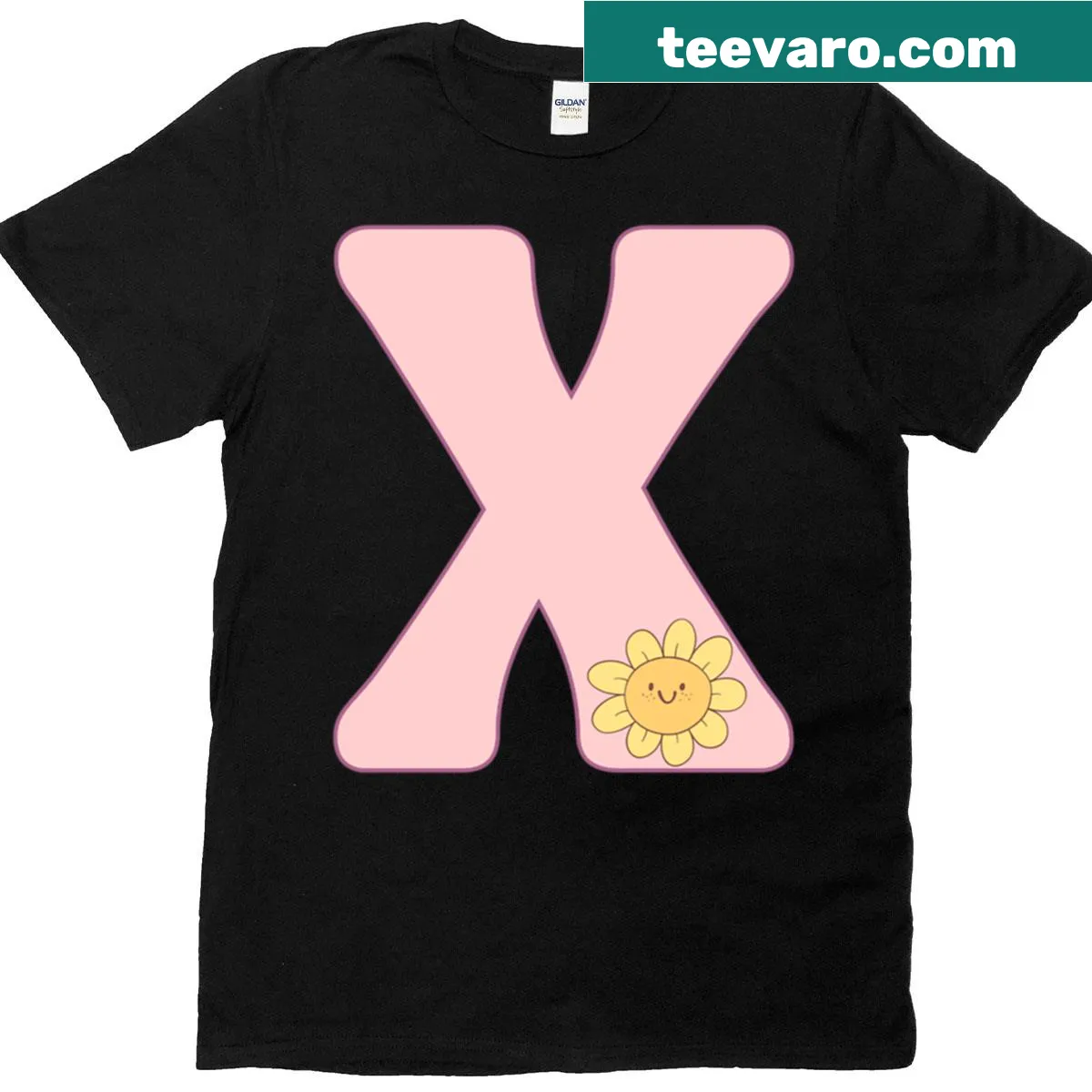 Groovy letter X t-shirt with playful design — on a men's t-shirt