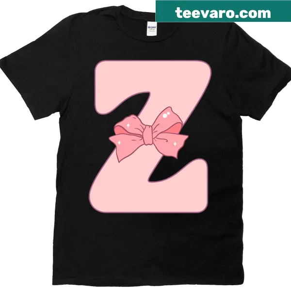 Stylish T-shirt displaying a groovy pink letter Z in an artistic design.