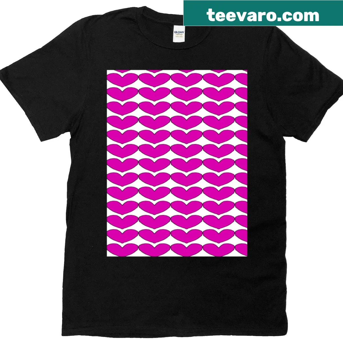 T-shirt featuring a cheerful design of scattered hearts — on a men's t-shirt