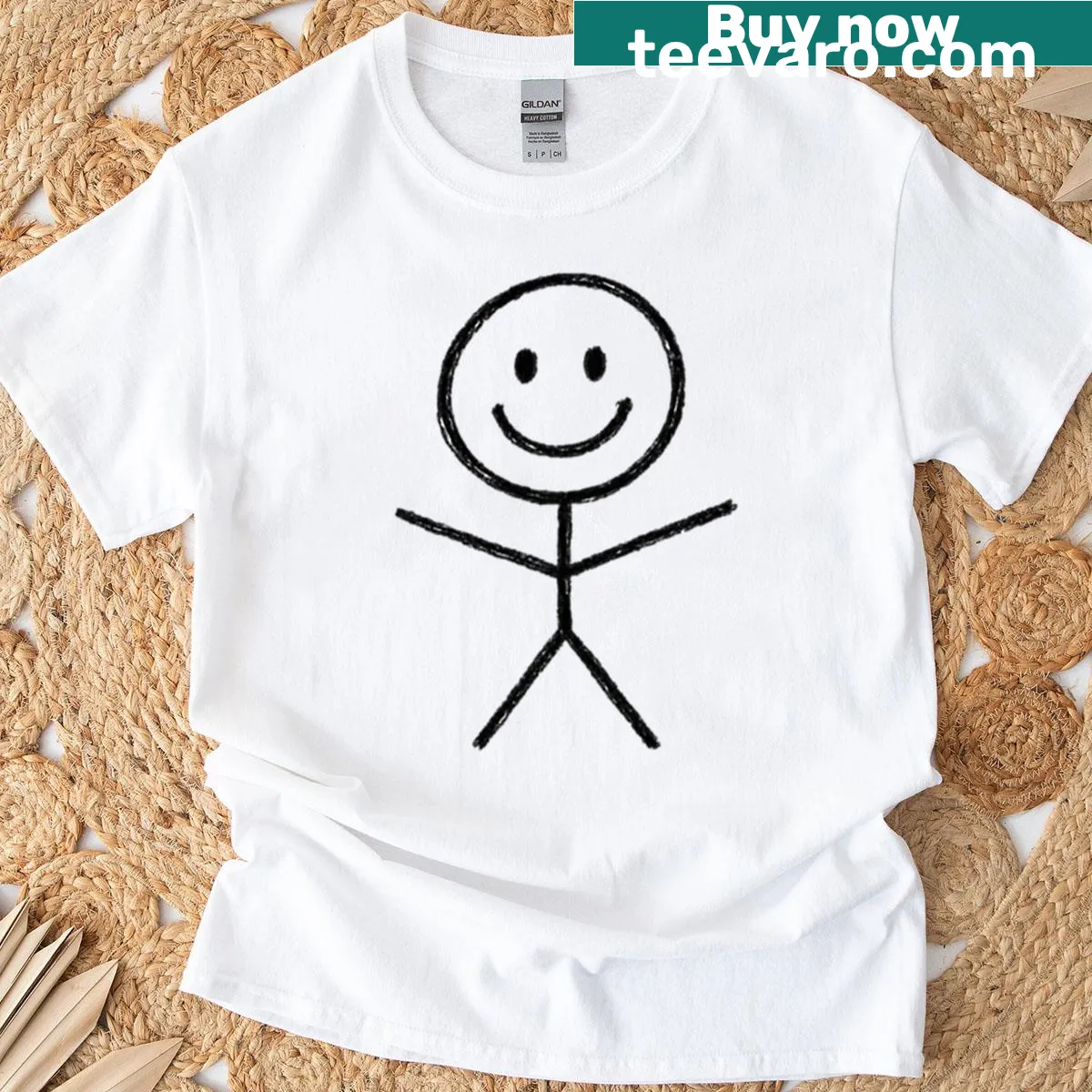 Playful stick figure design t-shirt celebrating friendship — on a men's t-shirt