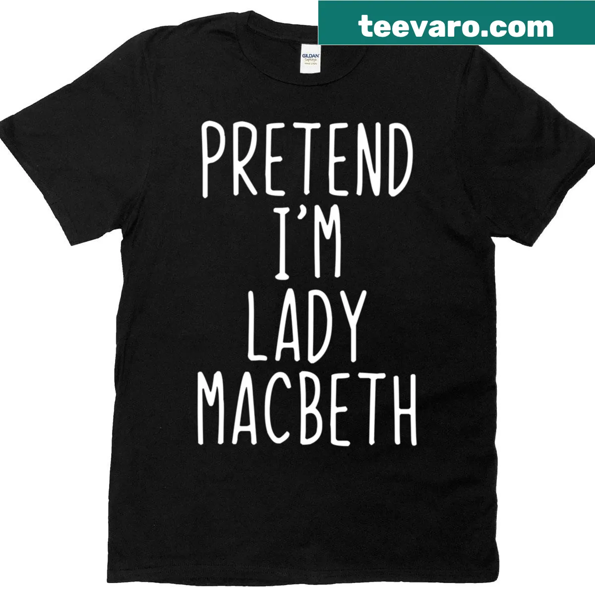 Funny t-shirt with Lady Macbeth design for Halloween costume — on a men's t-shirt