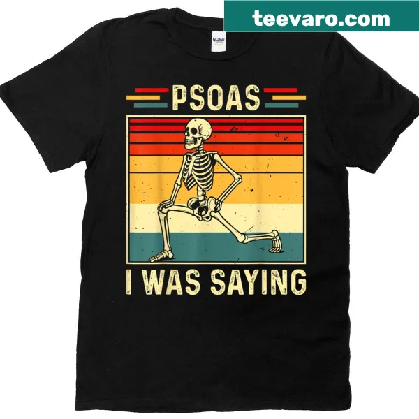 Humorous yoga skeleton graphic on a fitness t-shirt