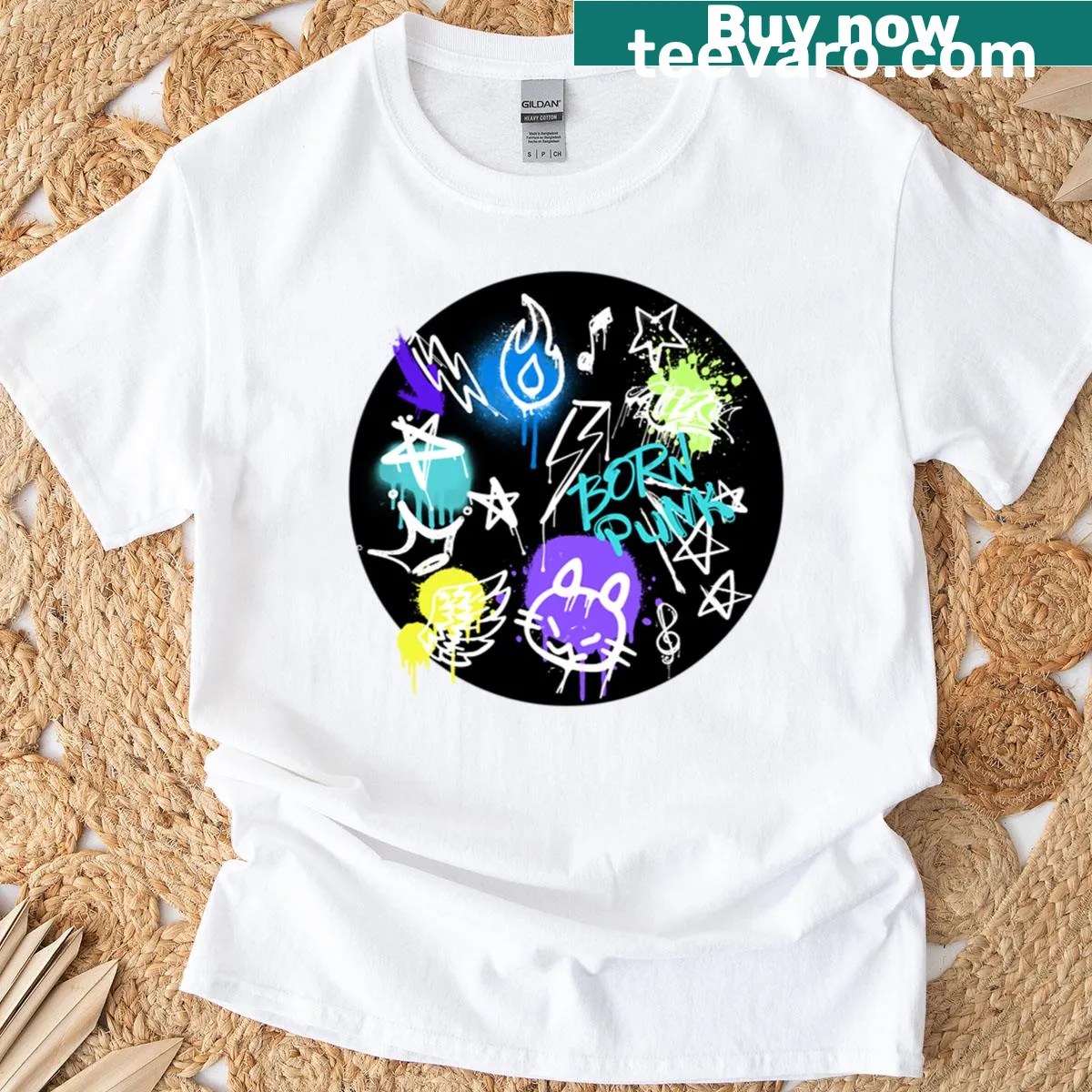Edgy graphic T-shirt inspired by punk rock culture — on a men's t-shirt