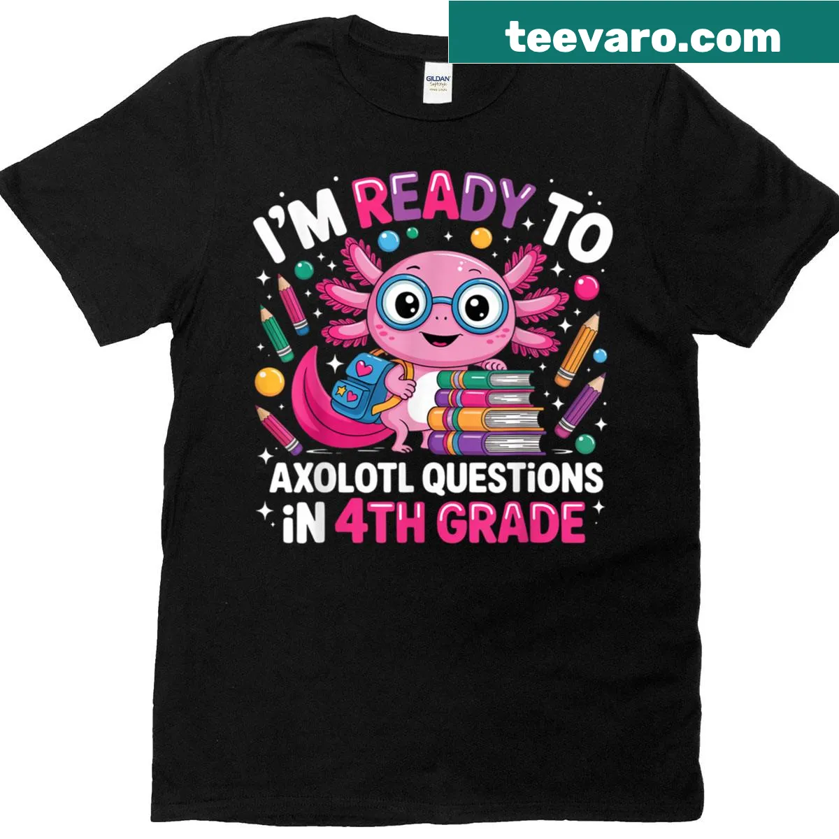 Funny axolotl-themed T-shirt for 4th graders on the first day of school — on a men's t-shirt