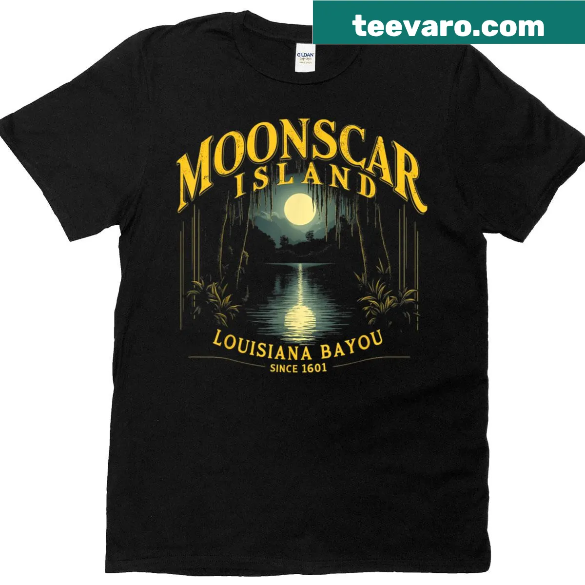 Vintage Moonscar Island zombie graphic t-shirt with humorous design — on a men's t-shirt