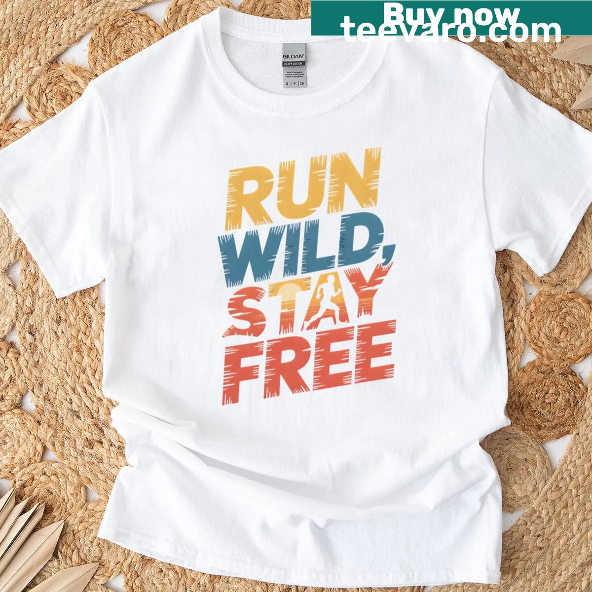 Retro running T-shirt with motivational text — on a men's t-shirt