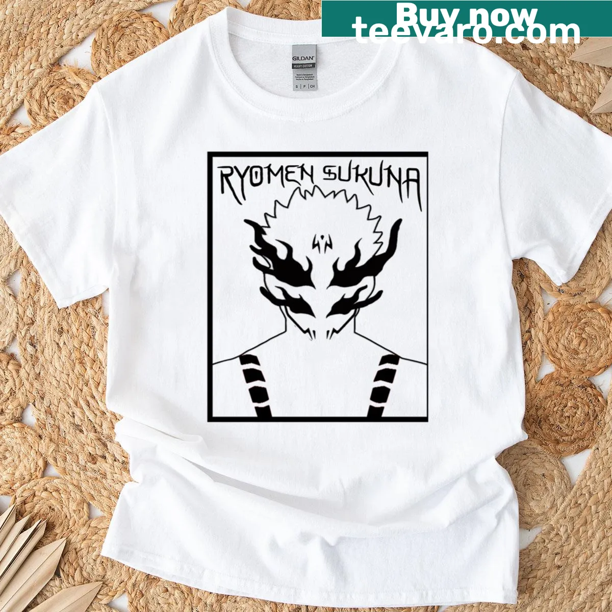 T-shirt featuring an illustration of Ryomen Sukuna from anime. — on a men's t-shirt