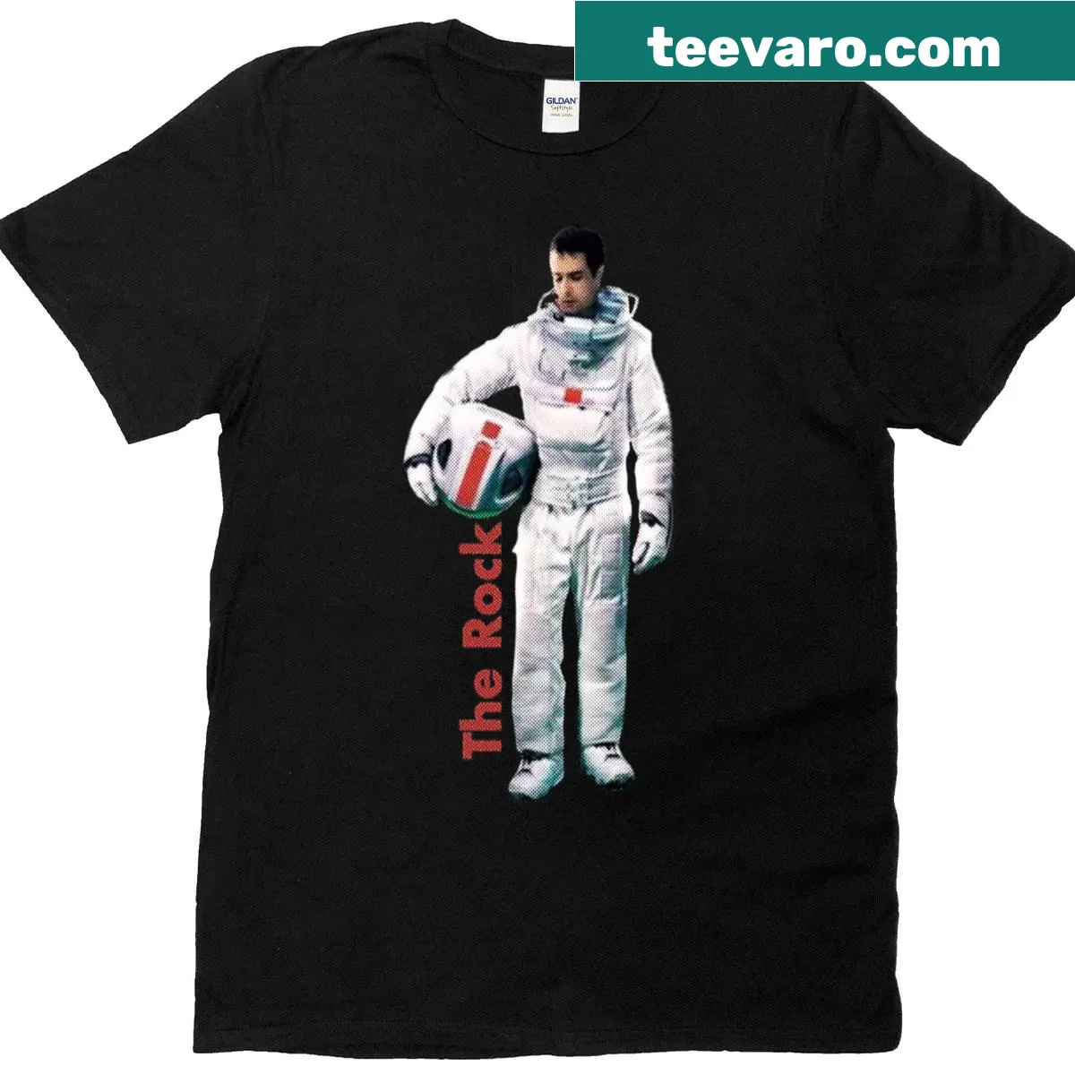 Sam Rockwell themed t-shirt with playful typography — on a men's t-shirt