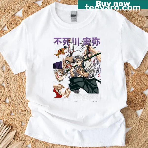 Illustrated Sanemi Shinazugawa character T-shirt