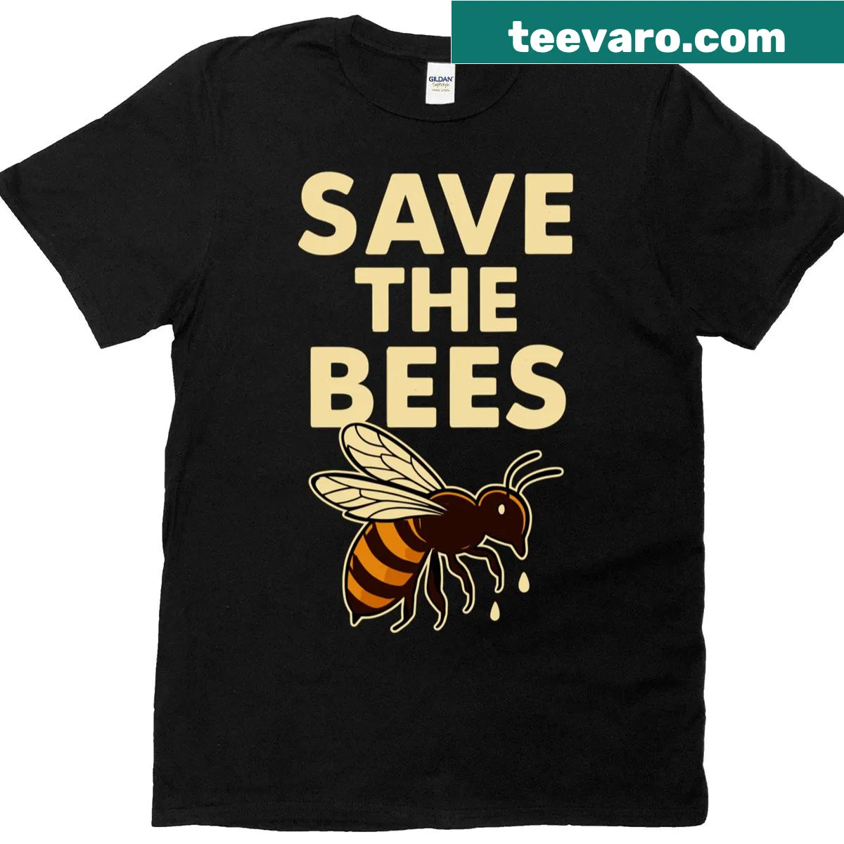 Funny t-shirt with a bee graphic promoting bee conservation — on a men's t-shirt