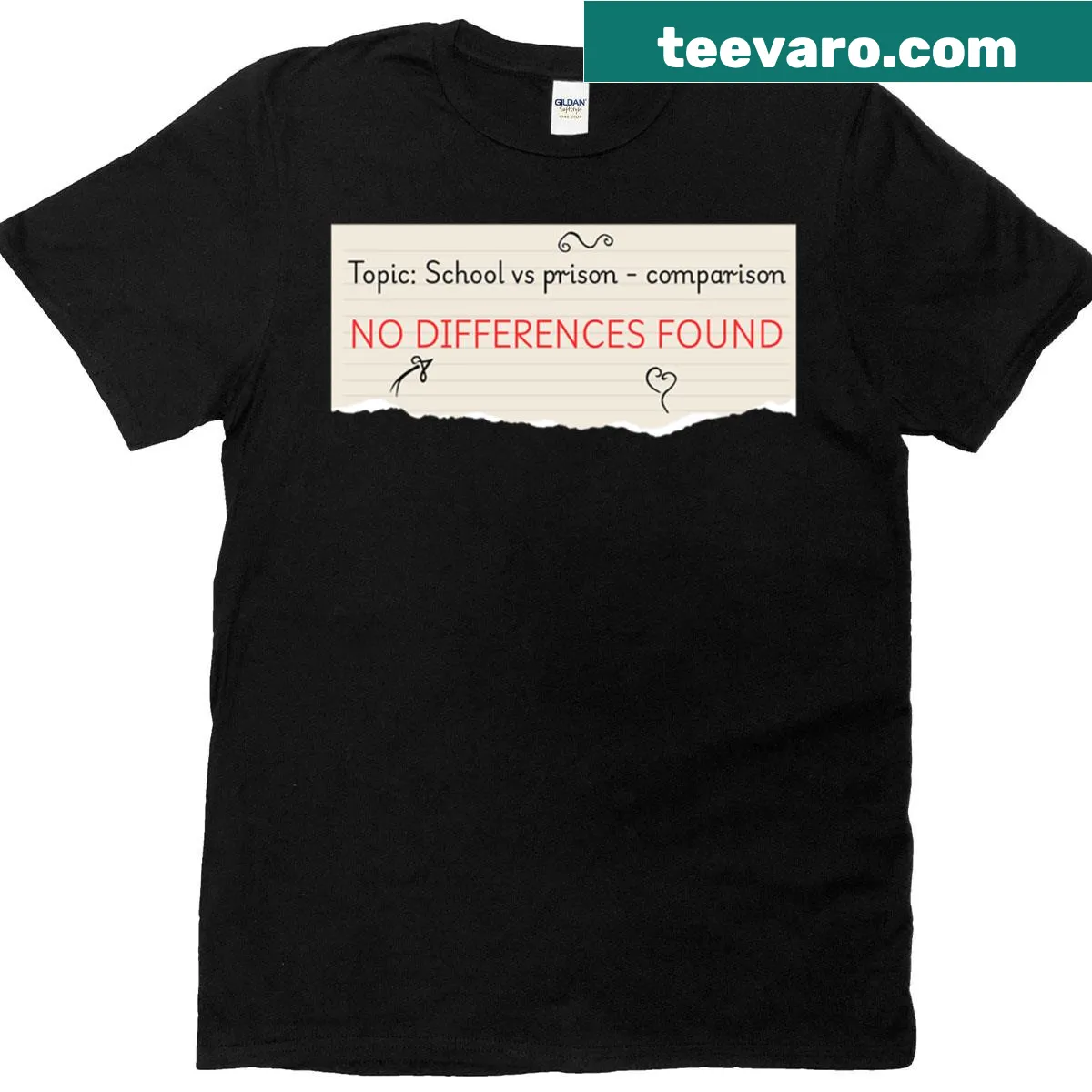 T-shirt with a humorous take on school life and confinement — on a men's t-shirt