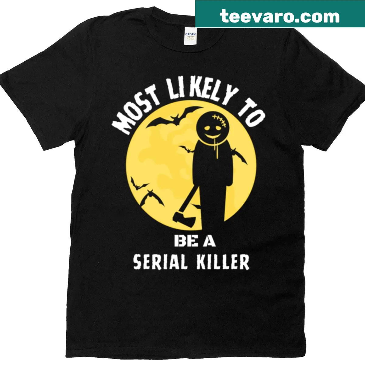 T-shirt featuring an illustration of a 'Serial Killer Director' — on a men's t-shirt
