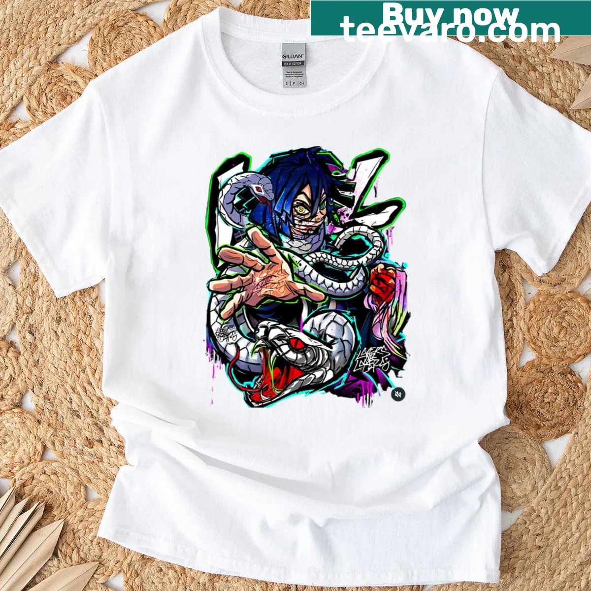Graphic of the Serpent Hashira from popular anime. — on a men's t-shirt
