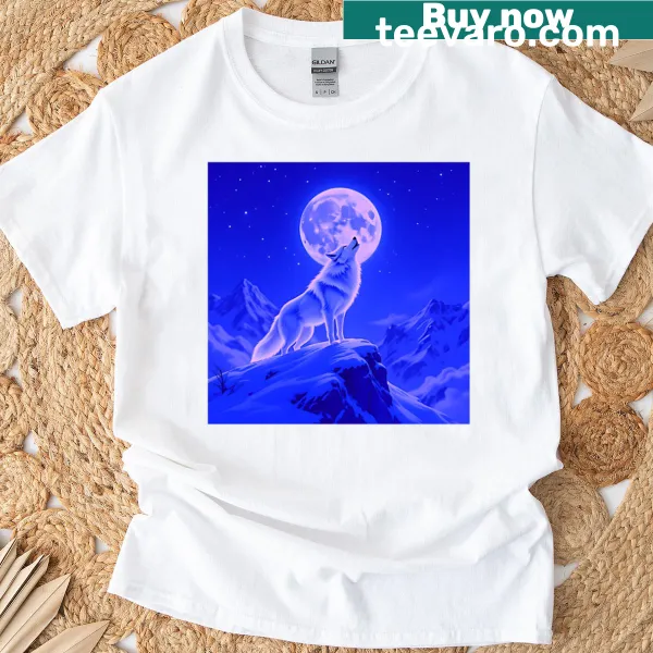 Snow wolf howling on mountain t-shirt design
