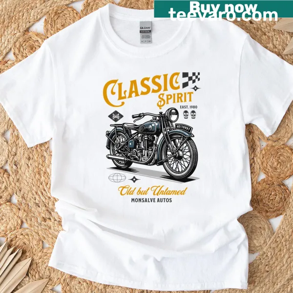 Vintage motorcycle illustration on a classic T-shirt
