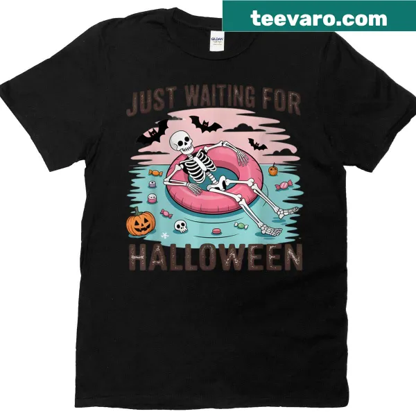 Cute cartoon skeleton T-shirt for kids, celebrating Halloween.