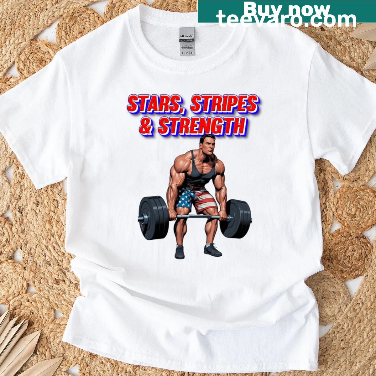 Stars and stripes design Strength t-shirt — on a men's t-shirt
