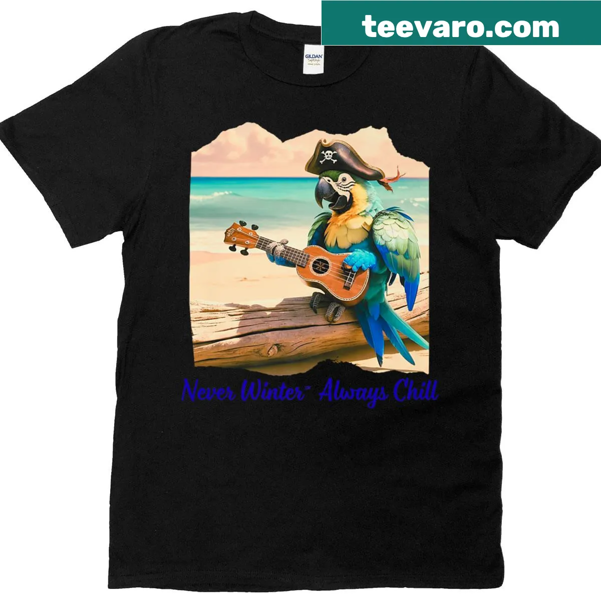 Vintage-styled T-shirt with palm trees and a retro summer vacation theme — on a men's t-shirt