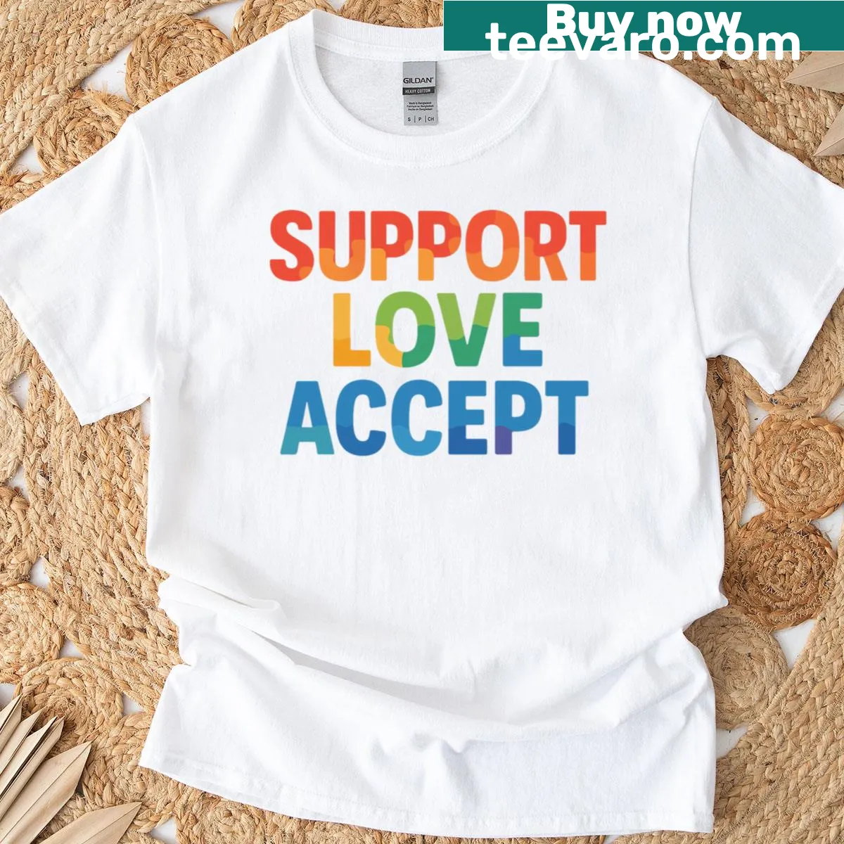 Inspirational puzzle letter design promoting love and acceptance — on a men's t-shirt