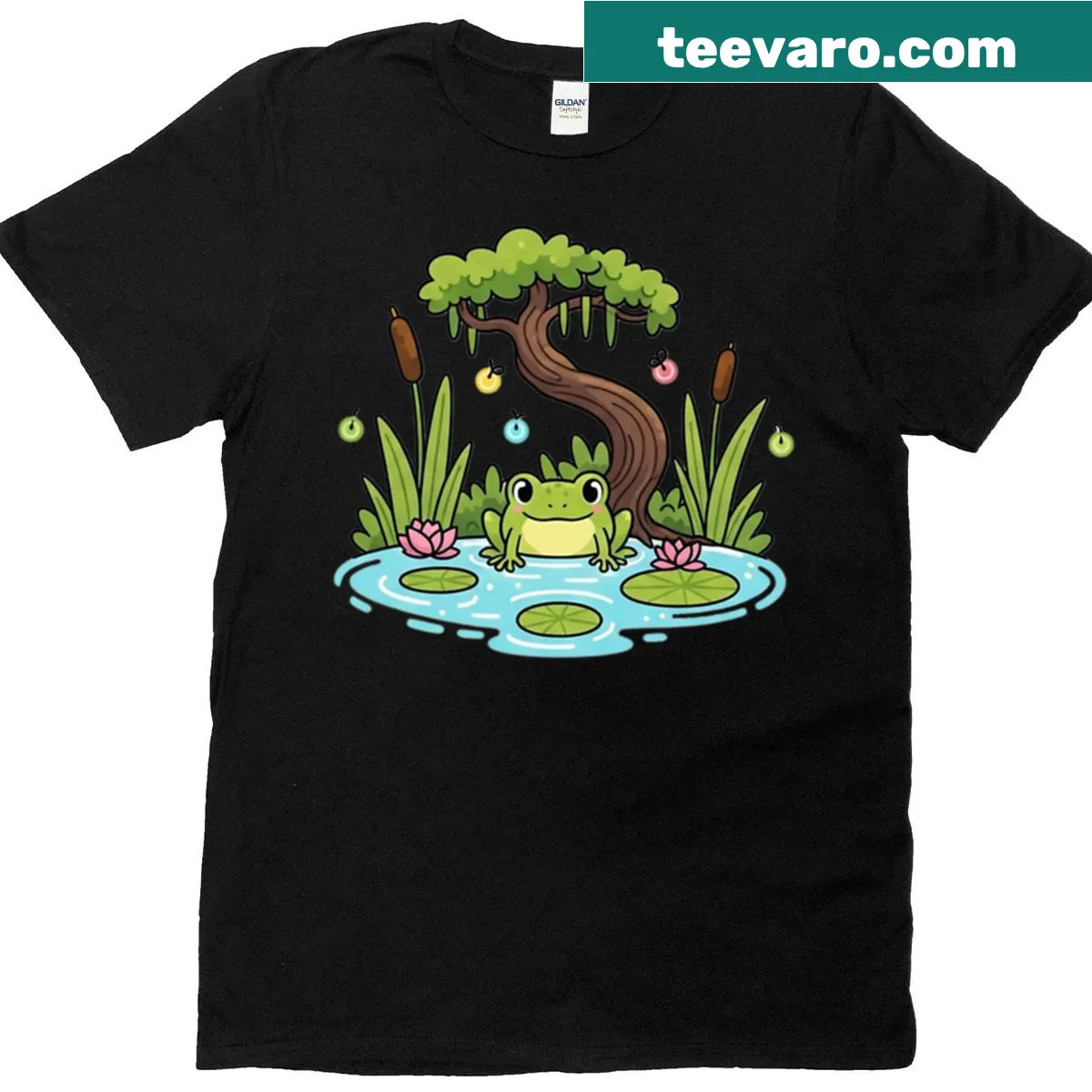 Nature graphic T-shirt showcasing a lush swamp scene — on a men's t-shirt