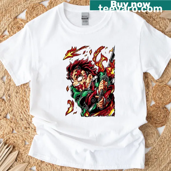 T-shirt featuring Tanjiro from Demon Slayer in a dynamic pose