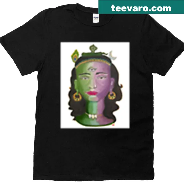 Intricate illustration of Tara Tribhuvaneshwari on T-shirt