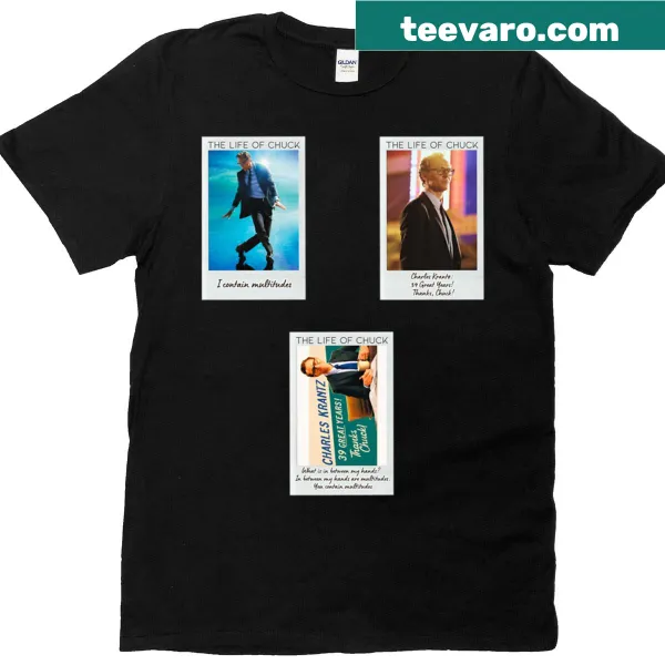 T-shirt with movie sticker set graphics inspired by The Life Of Chuck