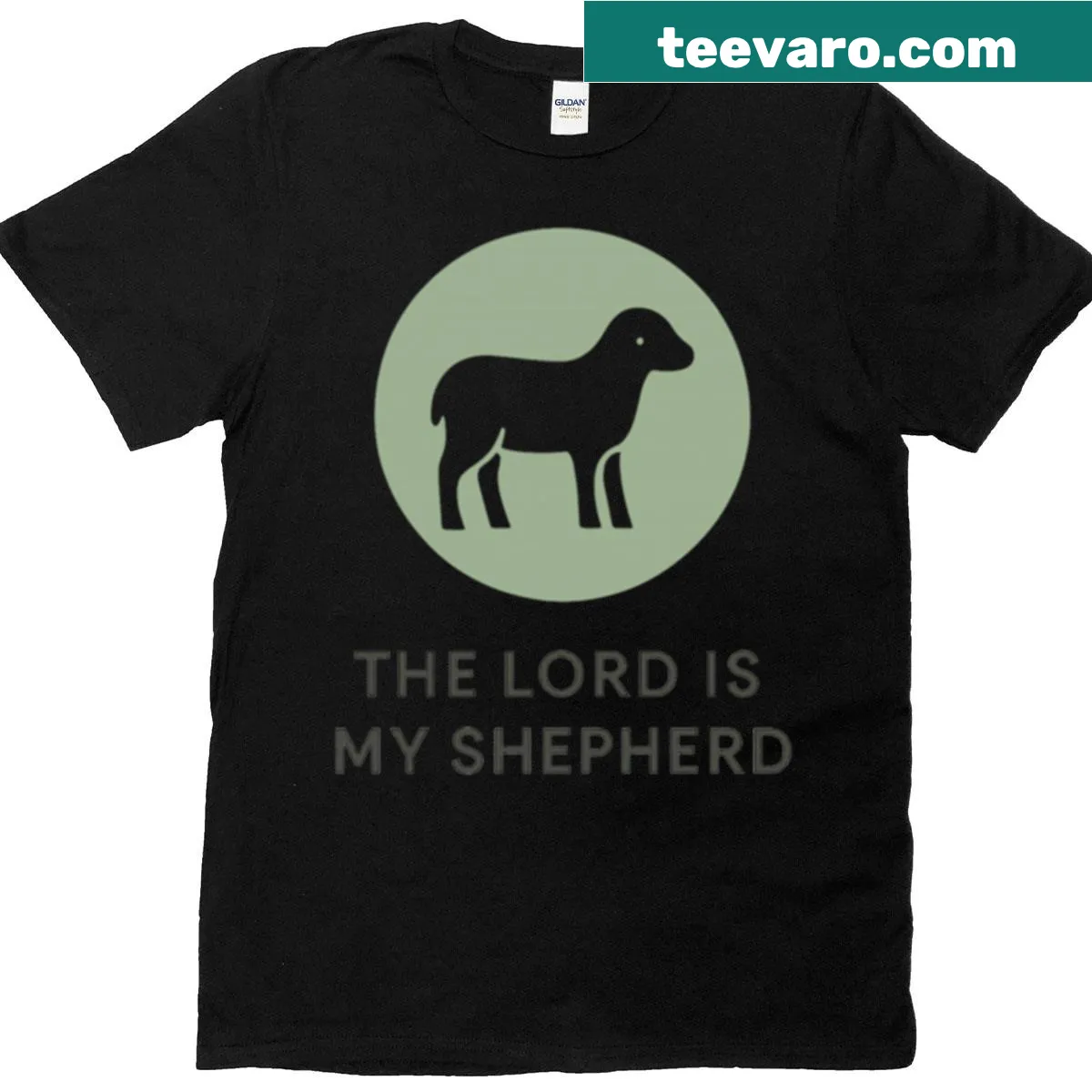 Minimalist T-shirt featuring a lamb icon symbolizing faith — on a men's t-shirt