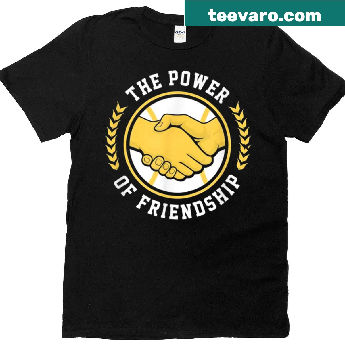 Typography design featuring 'The Power Of Friendship' on T-shirt — on a men's t-shirt