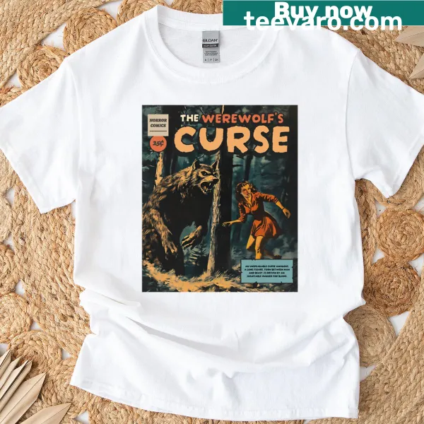 Comic-style werewolf illustration on a humorous T-shirt.