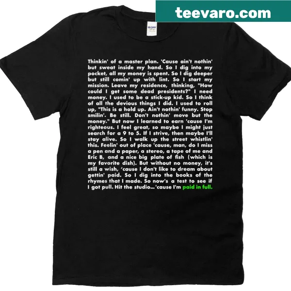 Funny hip hop-themed T-shirt with master plan text