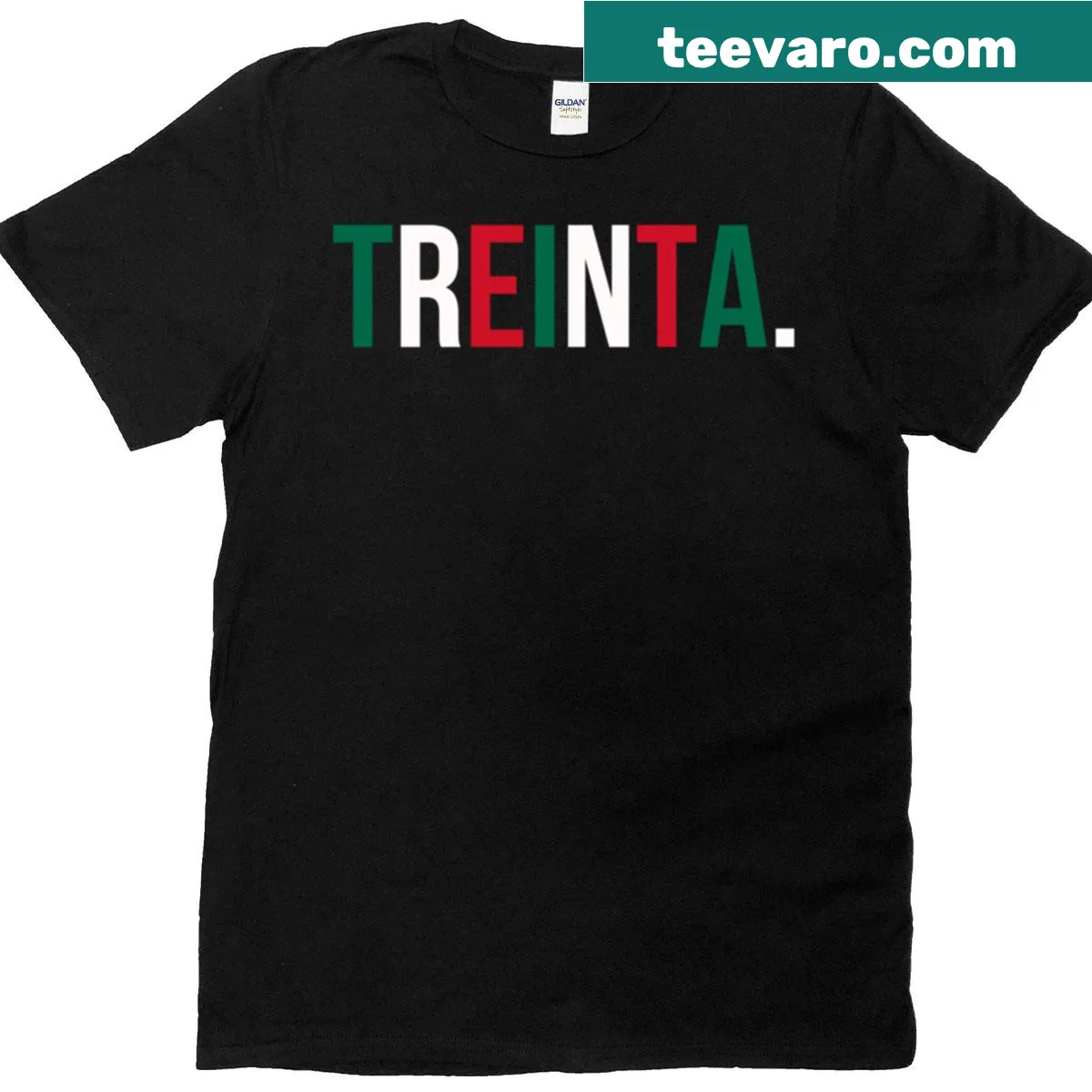 Fiesta-themed T-shirt for 30th birthday with Mexican flag illustration — on a men's t-shirt