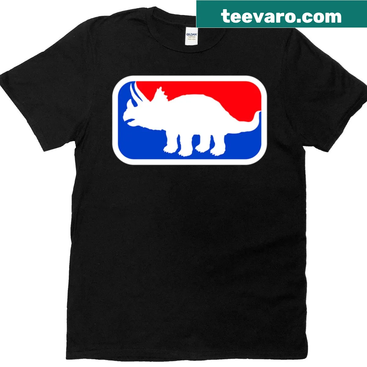 Cartoon triceratops t-shirt with sport logo — on a men's t-shirt