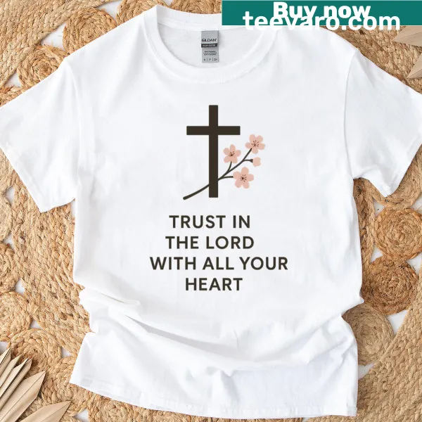 Minimalist T-shirt with cherry blossom and Proverbs 35 quote