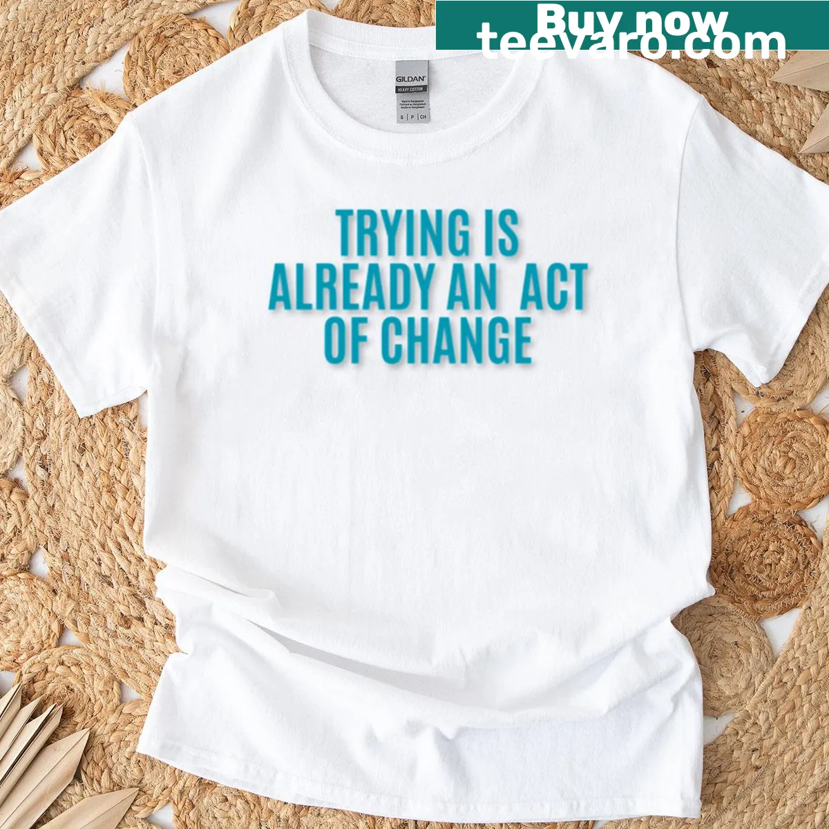 Inspirational typography T-shirt with the phrase about change — on a men's t-shirt
