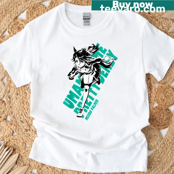 Anime character illustration from Umamusume Pretty Derby on T-shirt