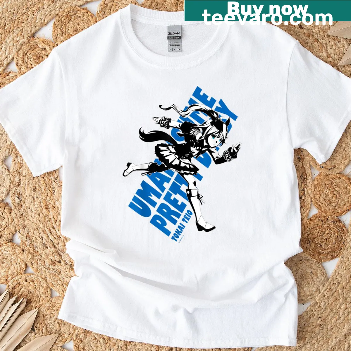 Anime character illustration from Umamusume Pretty Derby on T-shirt — on a men's t-shirt