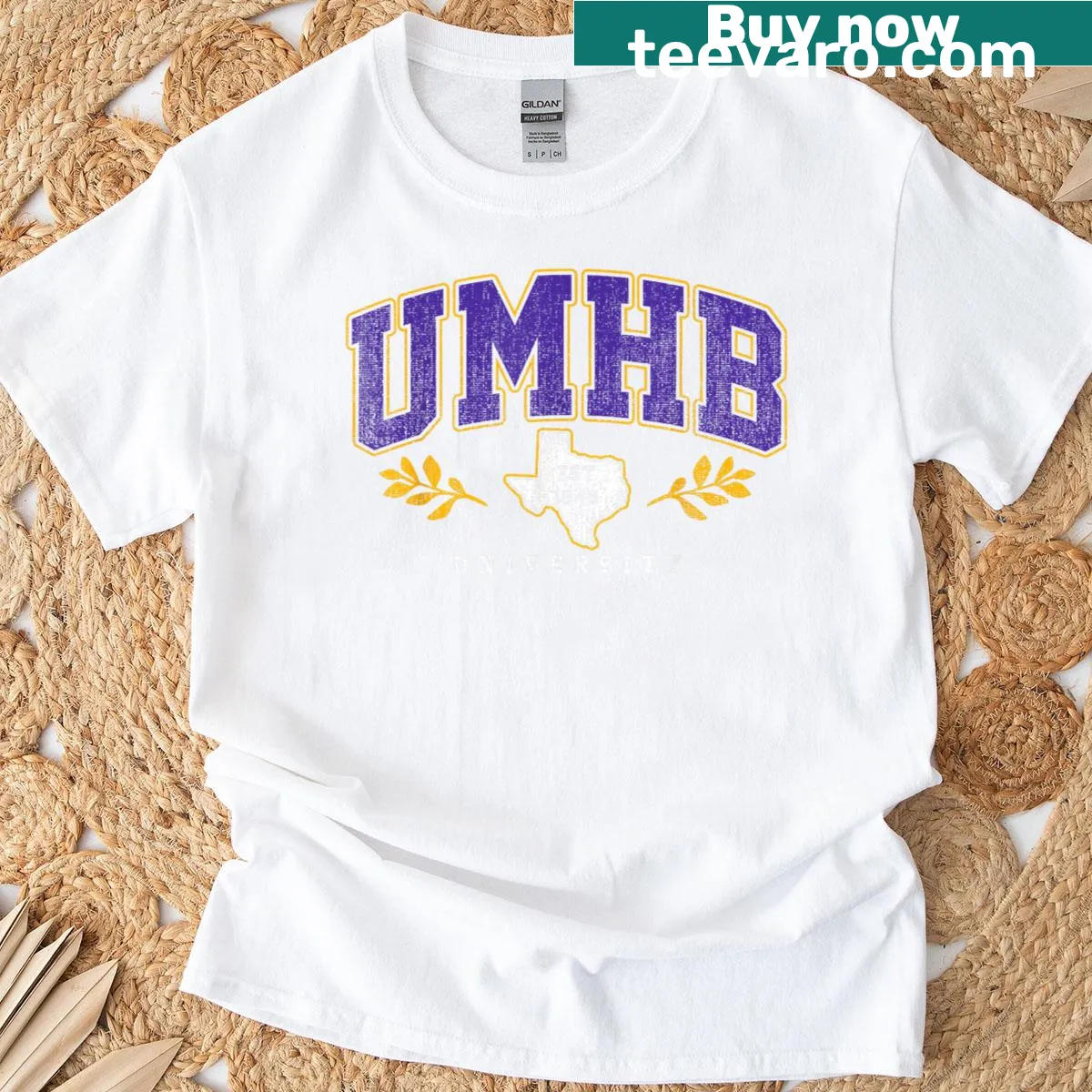 Retro t-shirt featuring the Umhb Institute of Technology arch logo. — on a men's t-shirt