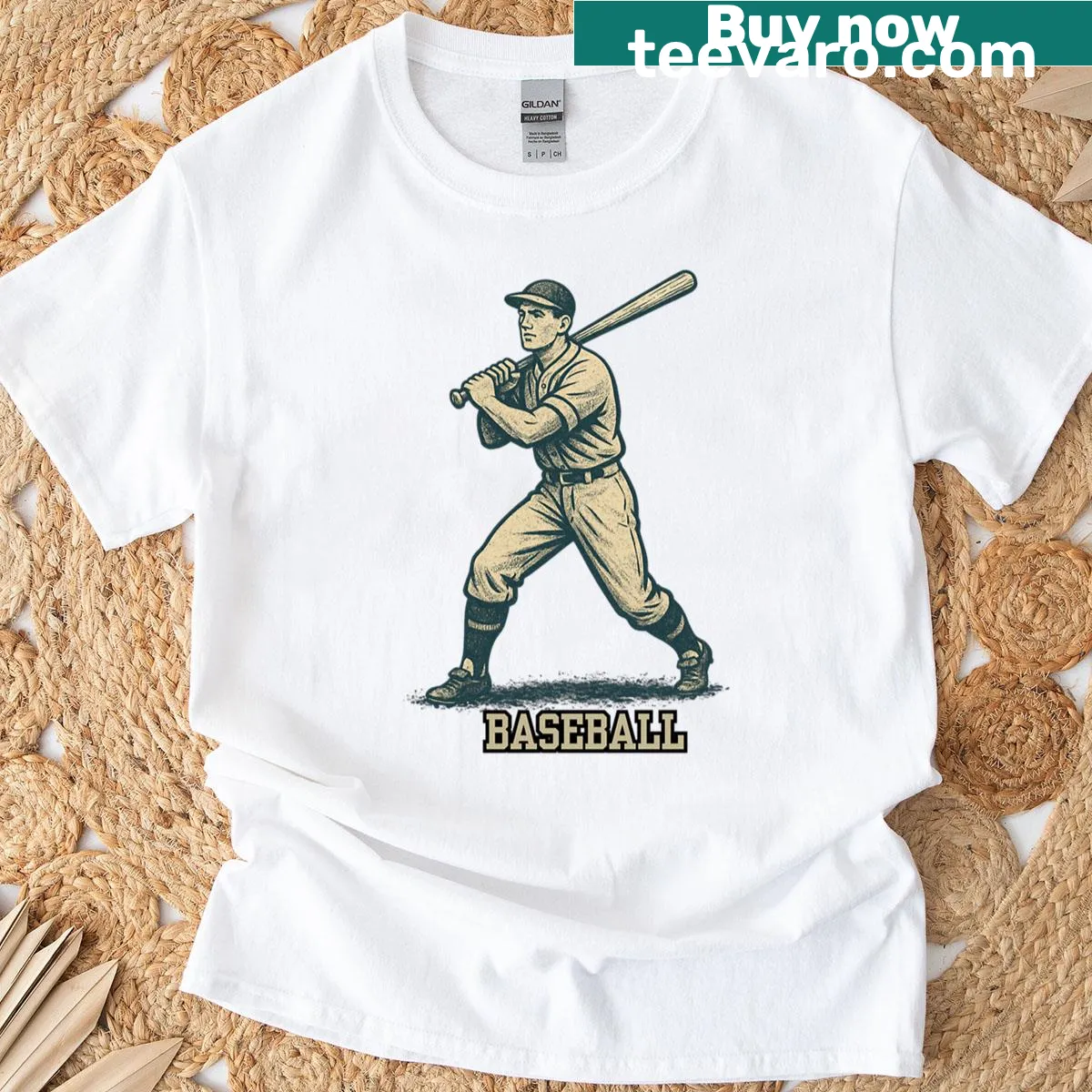 Vintage baseball player illustration on a t-shirt — on a men's t-shirt