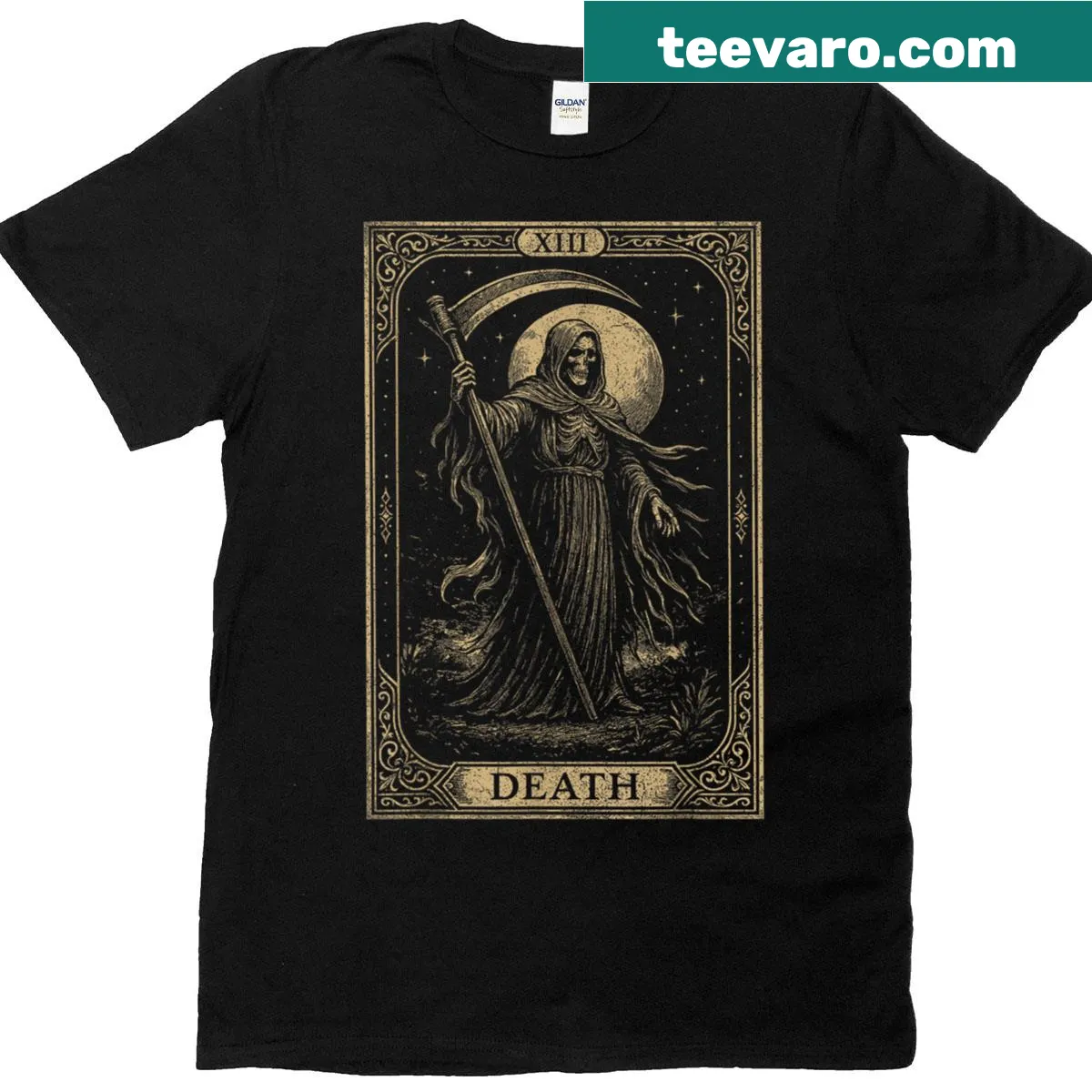 Gothic Grim Reaper Halloween t-shirt for men — on a men's t-shirt