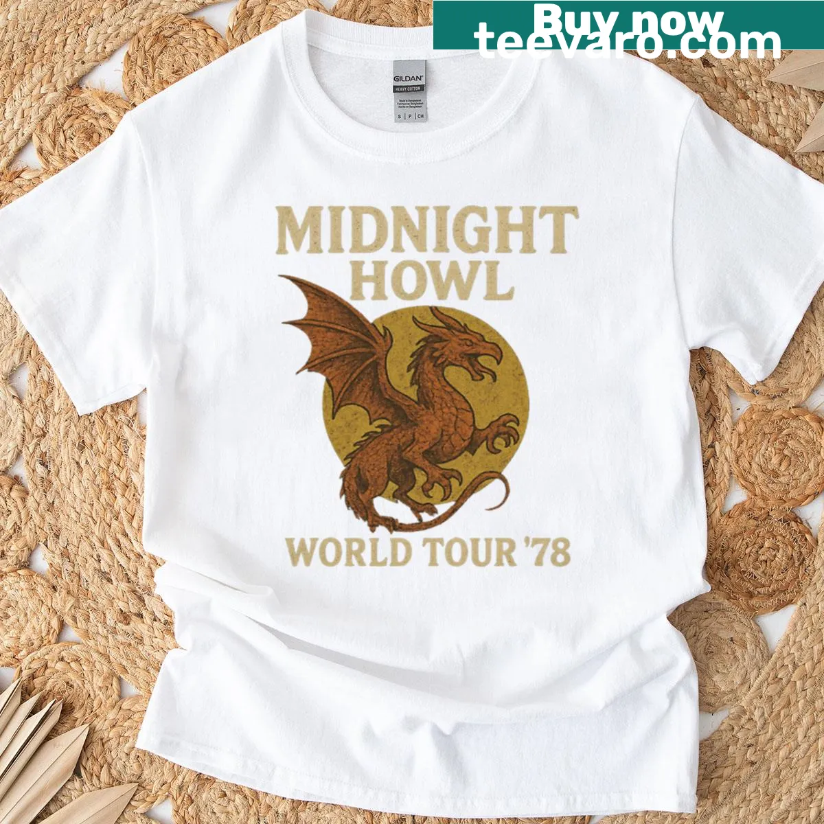 Minimalist typography T-shirt with a midnight theme — on a men's t-shirt