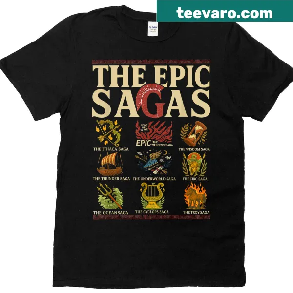 Illustrated T-shirt inspired by Odysseus and ancient mythology