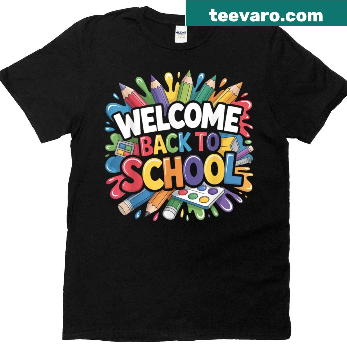Back to school shirt for teachers with playful typography — on a men's t-shirt