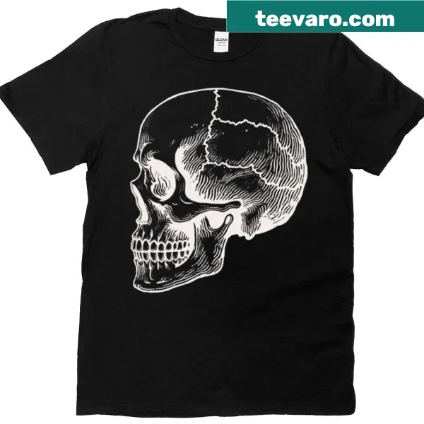 Minimalist T-shirt featuring a sleek skull graphic