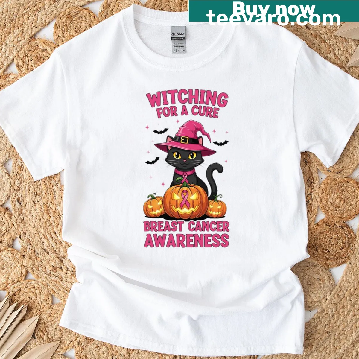 Witching For A Cure T-shirt with supportive message — on a men's t-shirt
