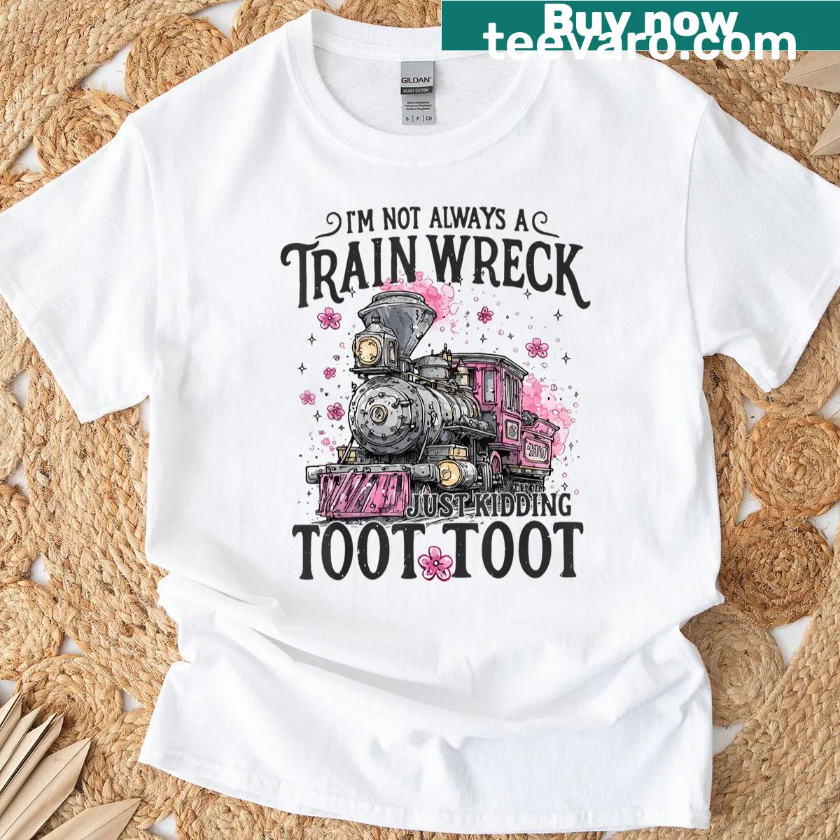 Funny train wreck joke t-shirt for women — on a men's t-shirt