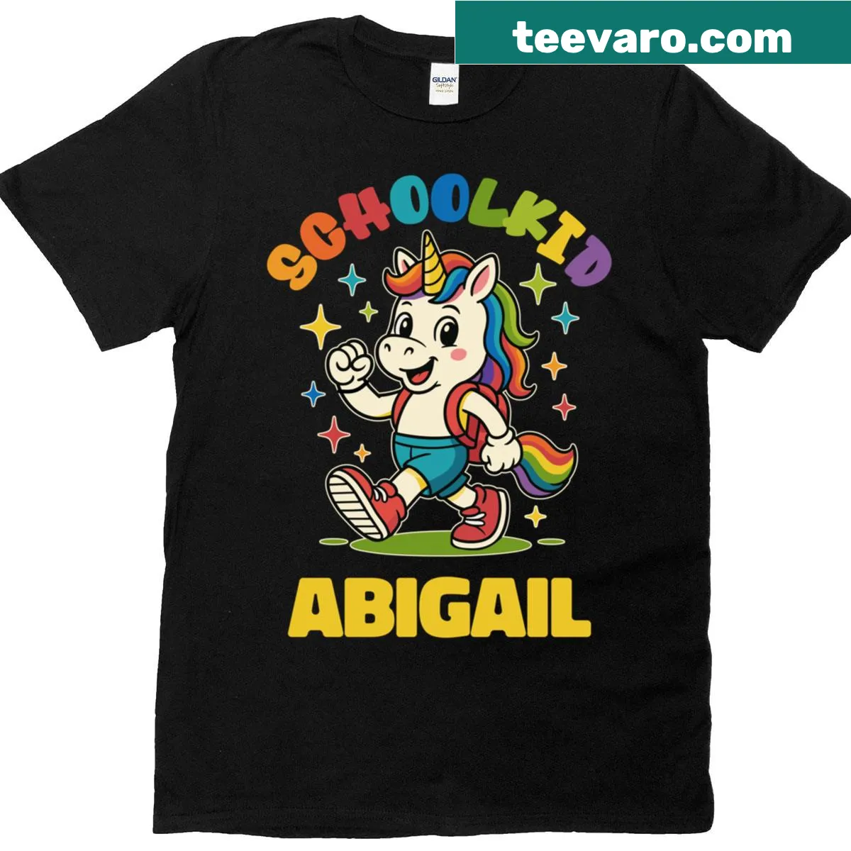 Cute personalized T-shirt with a unicorn design for kids — on a men's t-shirt